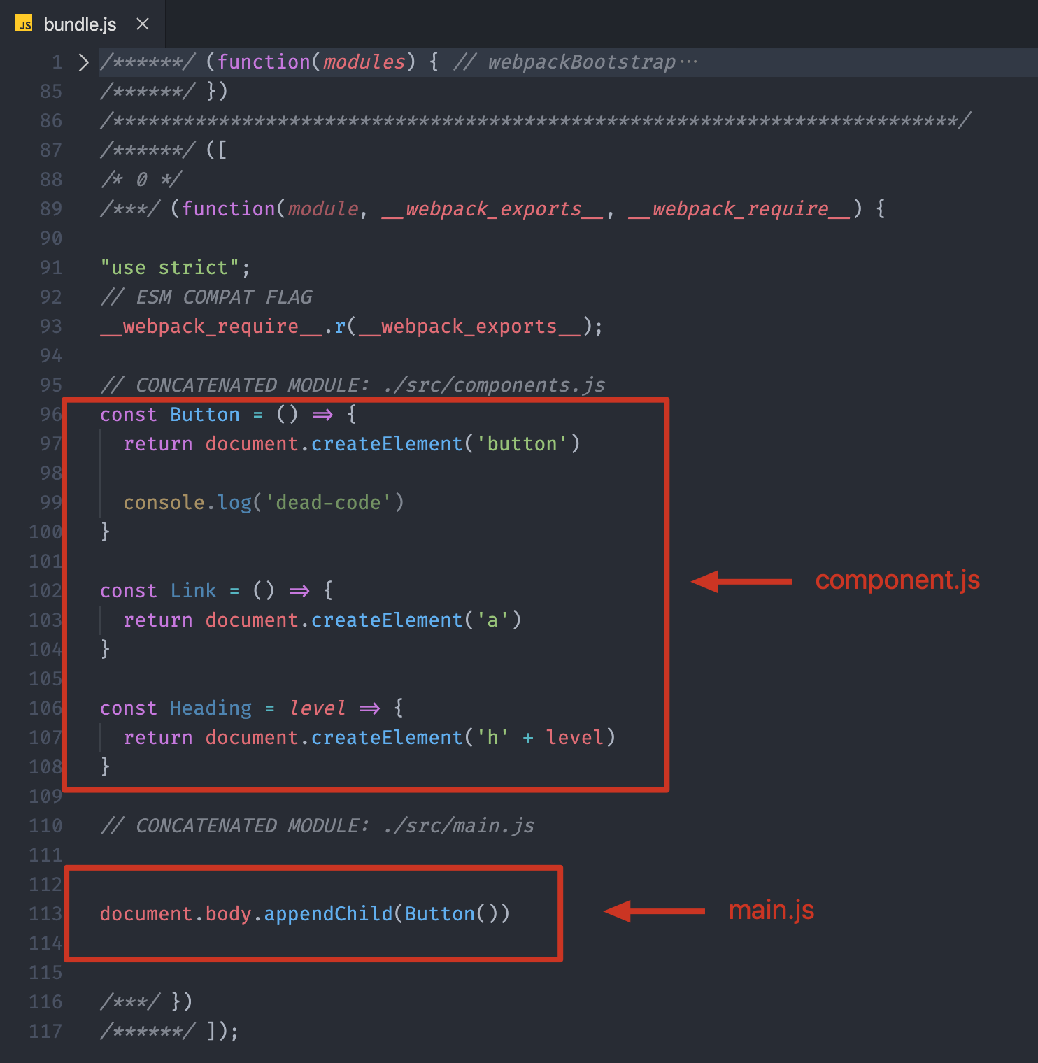 开启 concatenateModules 后的结果